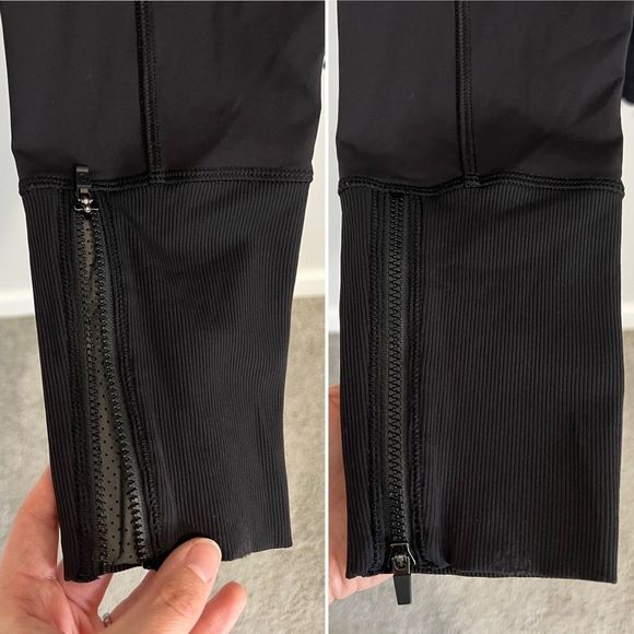 Lululemon Rebel Runner Crop Black  Zippered Ankle Side Pocket Leggings - Picture 15 of 16